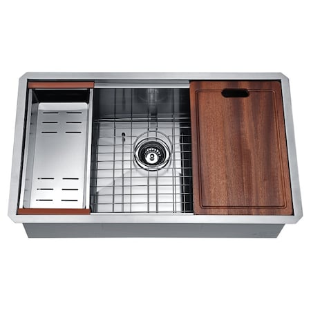 Anzzi Aegis Undermount 32.75" Kitchen Sink with Cutting Board and Colander K-AZ3219-1Ac